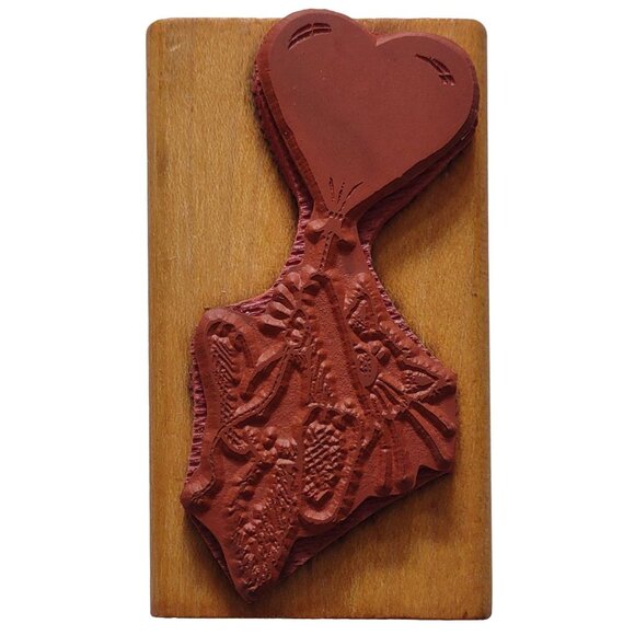 Cat With Heart Balloon Rubber Stamp By All Night Media - Picture 2 of 4